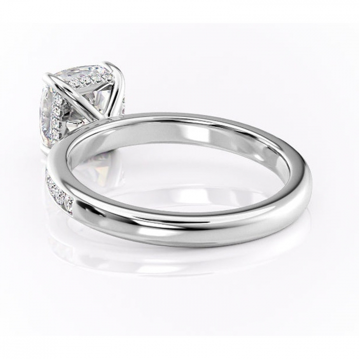 Inel de logodnă Jade din aur Alb 18kt cu moissanite tăietură pernă – Montură cu canal rafinată pentru profil înalt | Personalizează și configurează gratuit online [4]