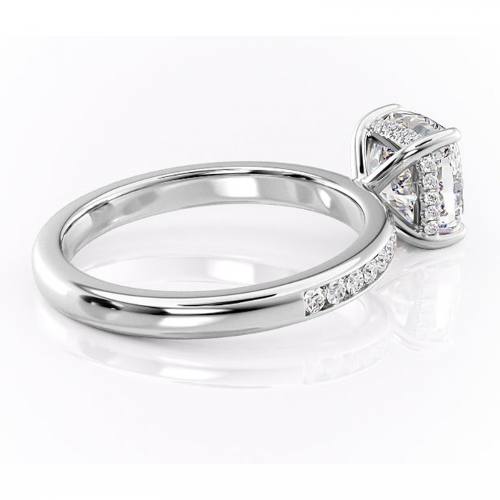 Inel de logodnă Jade din aur Alb 18kt cu moissanite tăietură pernă – Montură cu canal rafinată pentru profil înalt | Personalizează și configurează gratuit online [3]