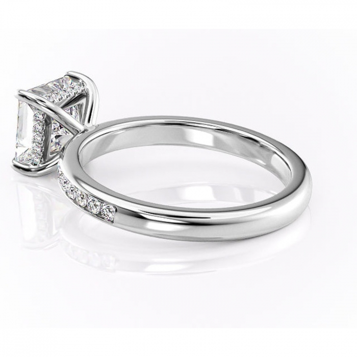 Inel de logodnă Jade din aur Alb 18kt cu moissanite tăietură princess – Montură cu canal rafinată pentru profil înalt | Personalizează și configurează gratuit online [5]