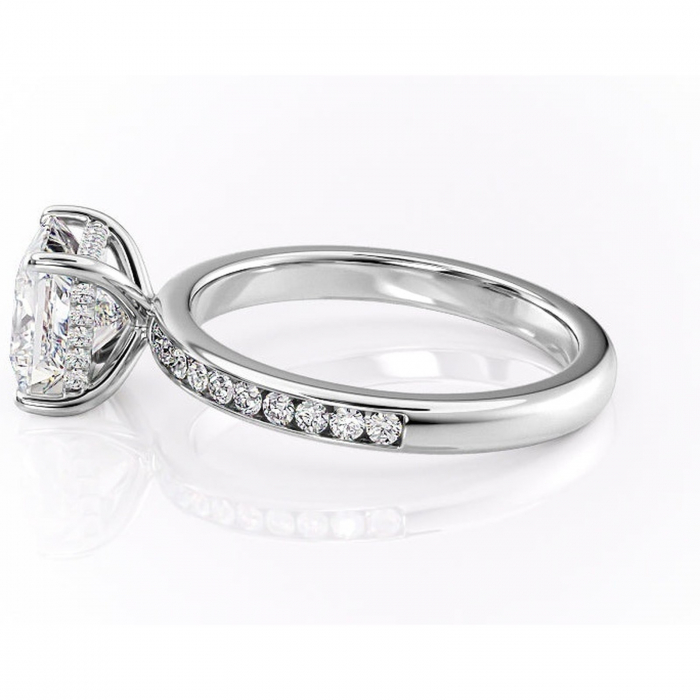 Inel de logodnă Jade din aur Alb 18kt cu moissanite tăietură princess – Montură cu canal rafinată pentru profil înalt | Personalizează și configurează gratuit online [6]