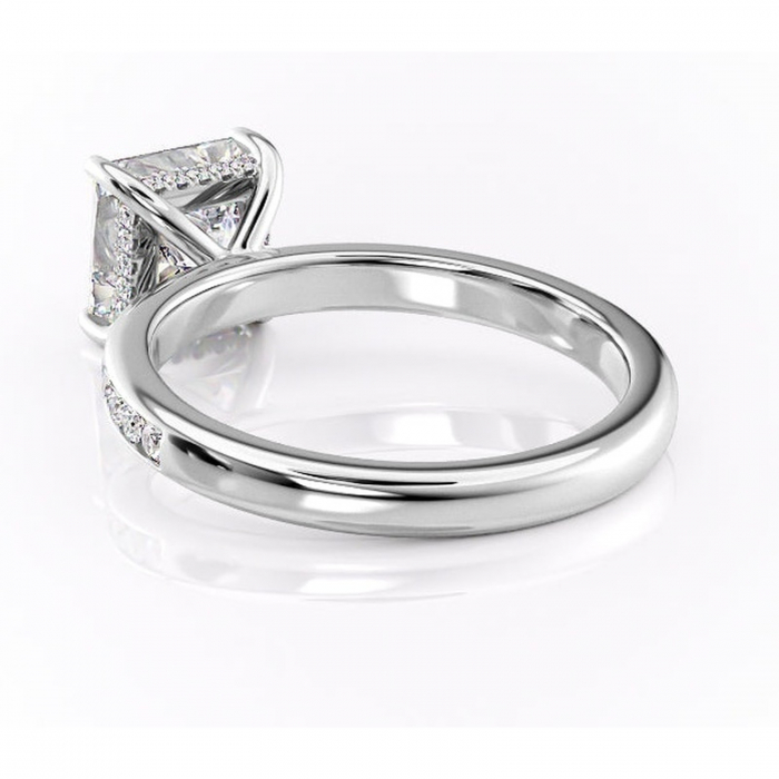 Inel de logodnă Jade din aur Alb 18kt cu moissanite tăietură princess – Montură cu canal rafinată pentru profil înalt | Personalizează și configurează gratuit online [4]
