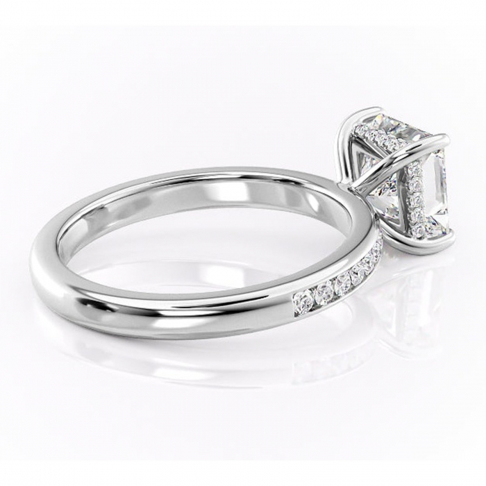 Inel de logodnă Jade din aur Alb 18kt cu moissanite tăietură princess – Montură cu canal rafinată pentru profil înalt | Personalizează și configurează gratuit online [3]