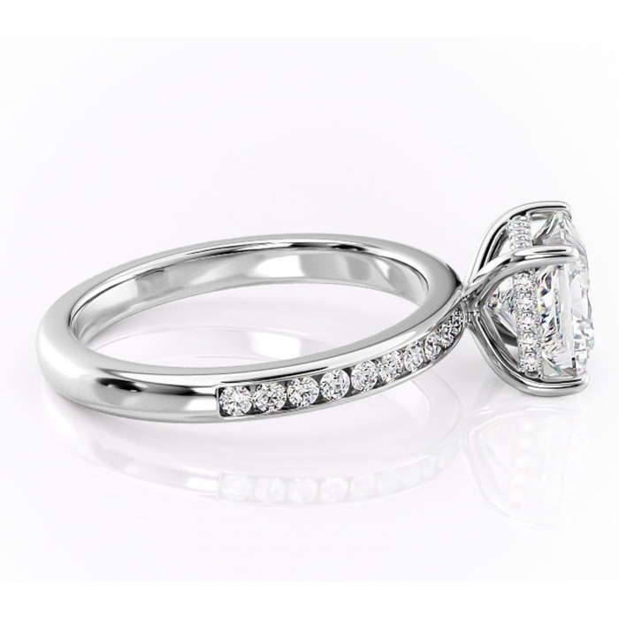Inel de logodnă Jade din aur Alb 18kt cu moissanite tăietură princess – Montură cu canal rafinată pentru profil înalt | Personalizează și configurează gratuit online [2]