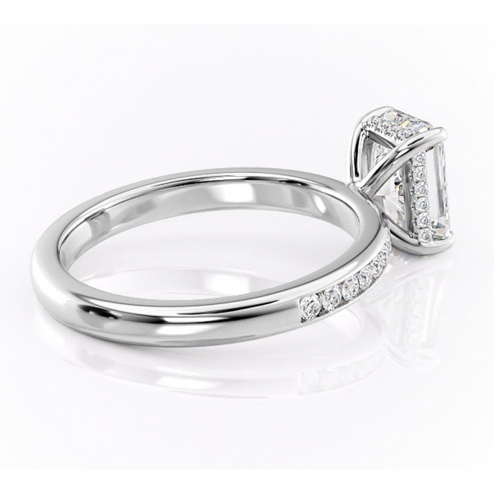 Inel de logodnă Jade din aur Alb 18kt cu moissanite tăietură radiantă – Montură cu canal rafinată pentru profil înalt | Personalizează și configurează gratuit online [3]