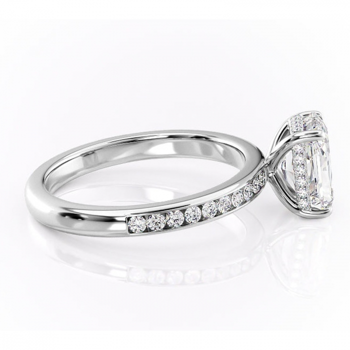 Inel de logodnă Jade din aur Alb 18kt cu moissanite tăietură radiantă – Montură cu canal rafinată pentru profil înalt | Personalizează și configurează gratuit online [2]