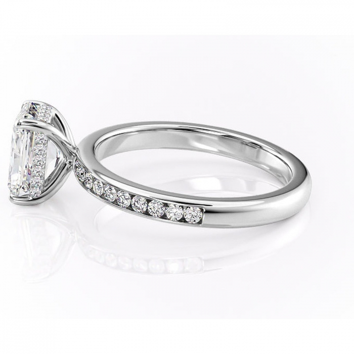 Inel de logodnă Jade din aur Alb 18kt cu moissanite tăietură radiantă – Montură cu canal rafinată pentru profil înalt | Personalizează și configurează gratuit online [6]