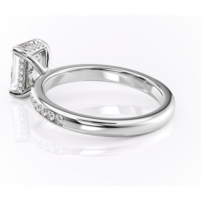 Inel de logodnă Jade din aur Alb 18kt cu moissanite tăietură radiantă – Montură cu canal rafinată pentru profil înalt | Personalizează și configurează gratuit online [5]