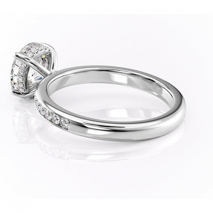 Inel de logodnă Jade din aur Alb 14kt cu moissanite tăietură rotundă – Montură cu canal rafinată pentru profil înalt | Personalizează și configurează gratuit online [5]