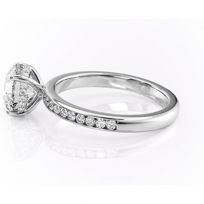 Inel de logodnă Jade din aur Alb 14kt cu moissanite tăietură rotundă – Montură cu canal rafinată pentru profil înalt | Personalizează și configurează gratuit online [6]