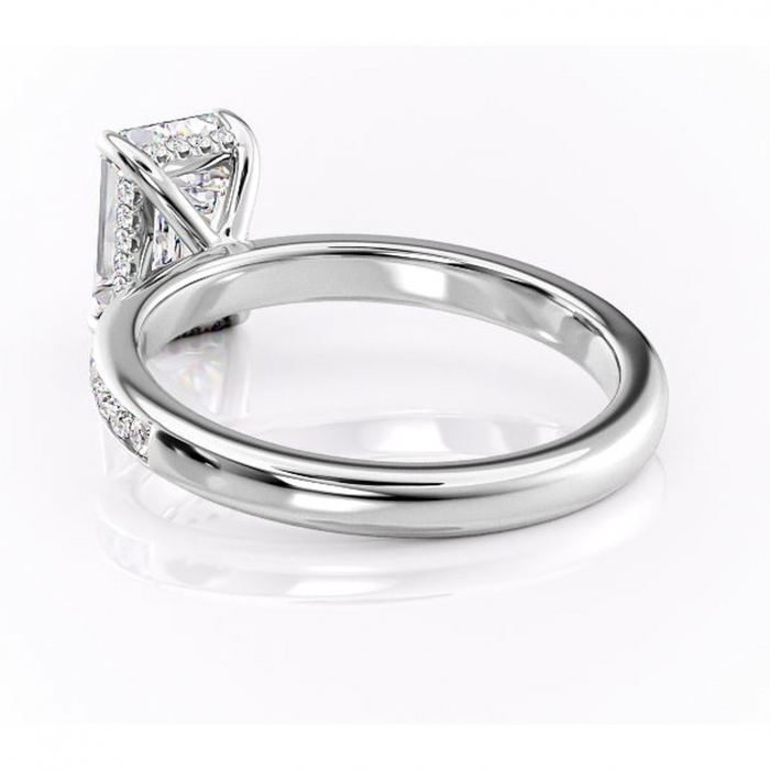 Inel de logodnă Jade din aur Alb 14kt cu moissanite tăietură smarald – Montură cu canal rafinată pentru profil înalt | Personalizează și configurează gratuit online [4]