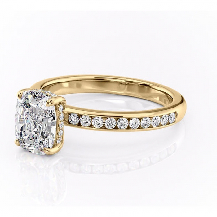 Inel de logodnă Jade din aur Galben 14kt cu moissanite tăietură asscher – Montură cu canal rafinată pentru profil înalt | Personalizează și configurează gratuit online [7]