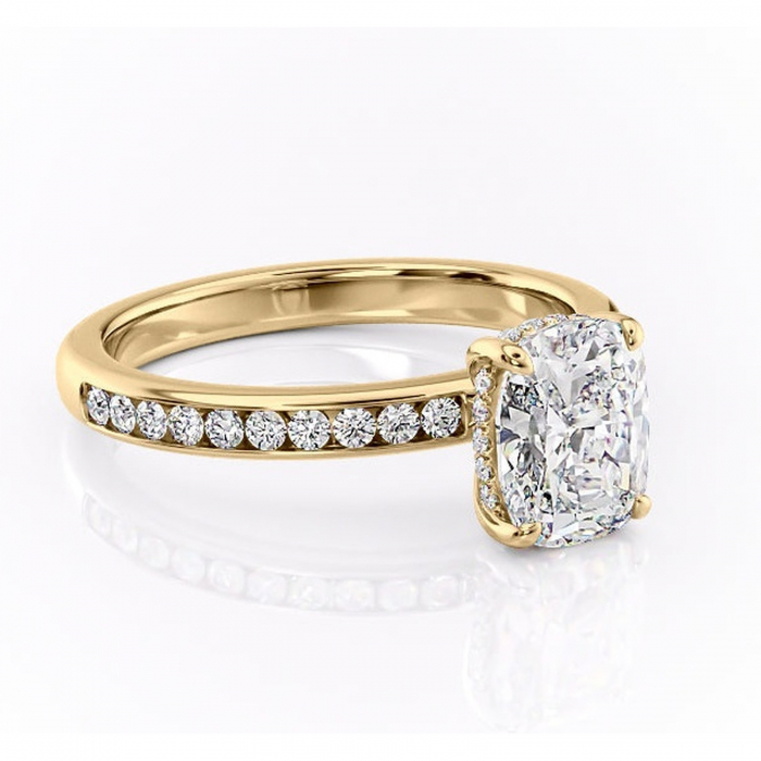 Inel de logodnă Jade din aur Galben 14kt cu moissanite tăietură asscher – Montură cu canal rafinată pentru profil înalt | Personalizează și configurează gratuit online [1]