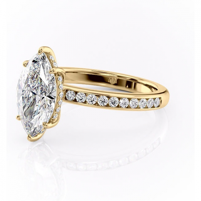 Inel de logodnă Jade din aur Galben 14kt cu moissanite tăietură marquise – Montură cu canal rafinată pentru profil înalt | Personalizează și configurează gratuit online [7]