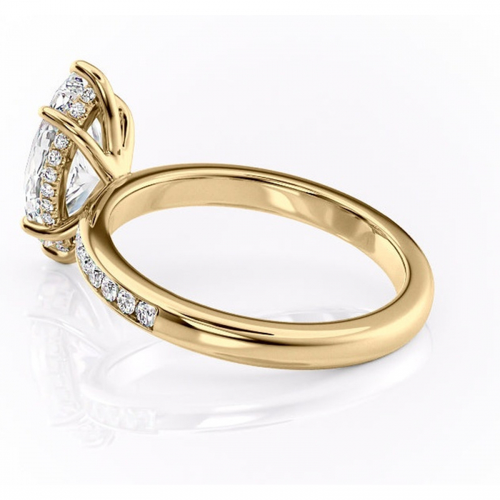 Inel de logodnă Jade din aur Galben 14kt cu moissanite tăietură marquise – Montură cu canal rafinată pentru profil înalt | Personalizează și configurează gratuit online [5]