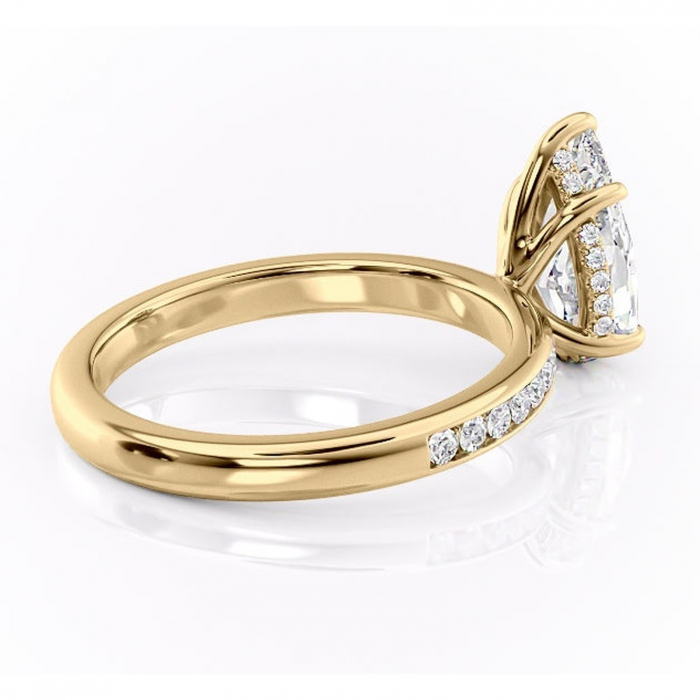 Inel de logodnă Jade din aur Galben 14kt cu moissanite tăietură pară – Montură cu canal rafinată pentru profil înalt | Personalizează și configurează gratuit online [3]