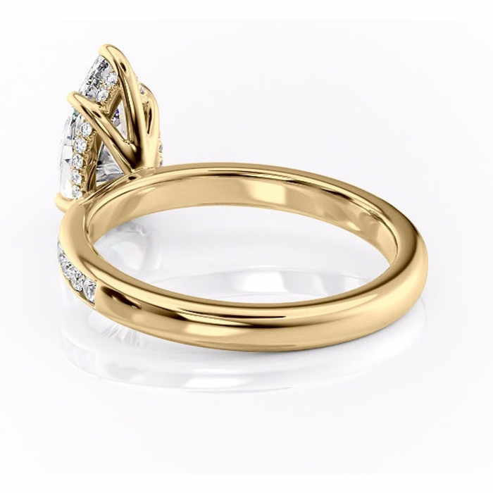 Inel de logodnă Jade din aur Galben 14kt cu moissanite tăietură pară – Montură cu canal rafinată pentru profil înalt | Personalizează și configurează gratuit online [4]