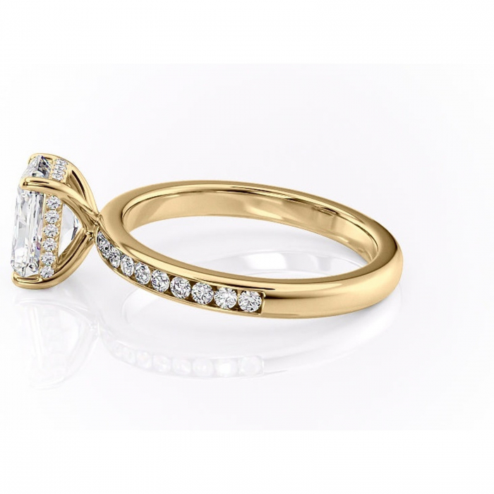 Inel de logodnă Jade din aur Galben 18kt cu moissanite tăietură radiantă – Montură cu canal rafinată pentru profil înalt | Personalizează și configurează gratuit online [6]