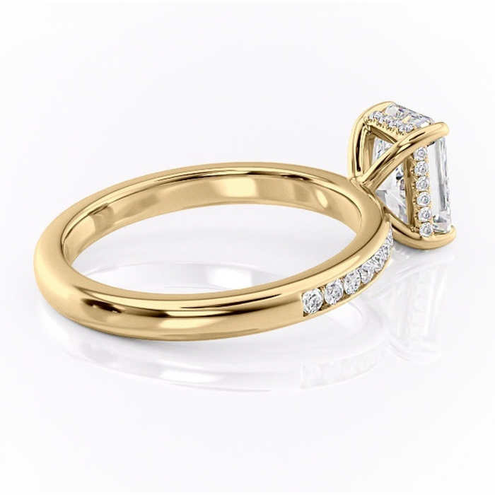 Inel de logodnă Jade din aur Galben 18kt cu moissanite tăietură radiantă – Montură cu canal rafinată pentru profil înalt | Personalizează și configurează gratuit online [3]