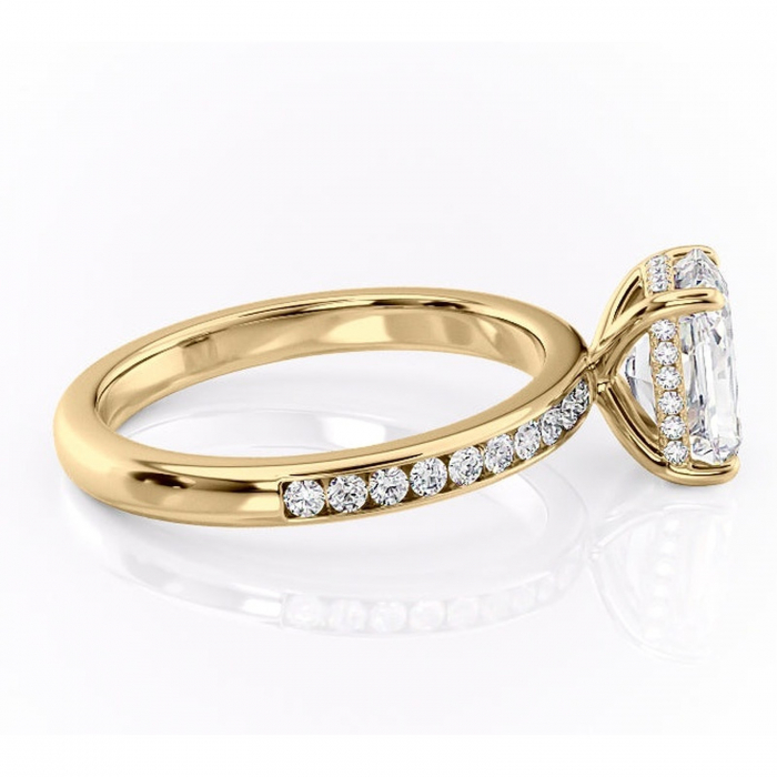 Inel de logodnă Jade din aur Galben 18kt cu moissanite tăietură radiantă – Montură cu canal rafinată pentru profil înalt | Personalizează și configurează gratuit online [2]