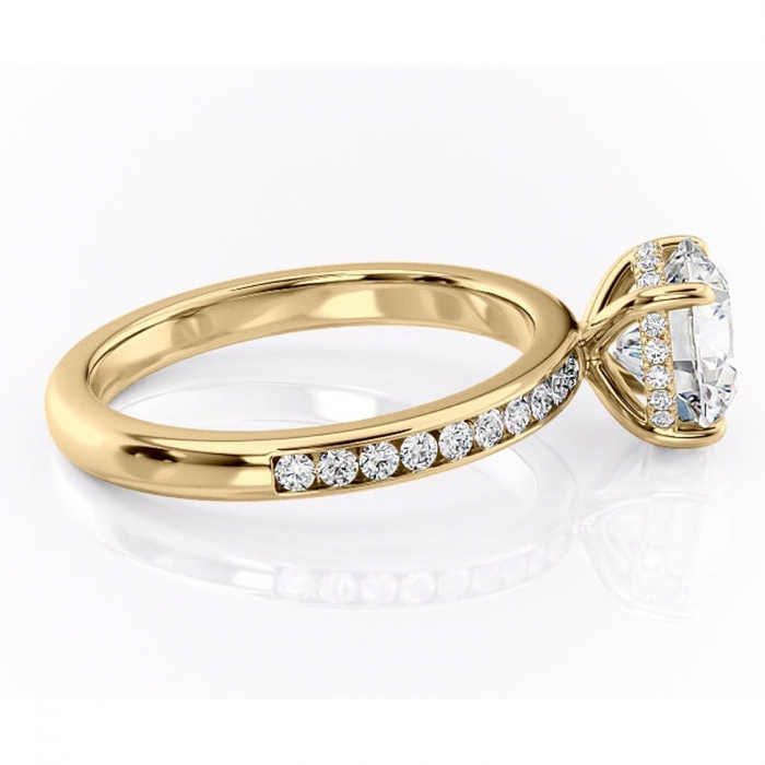 Inel de logodnă Jade din aur Galben 14kt cu moissanite tăietură rotundă – Montură cu canal rafinată pentru profil înalt | Personalizează și configurează gratuit online [2]