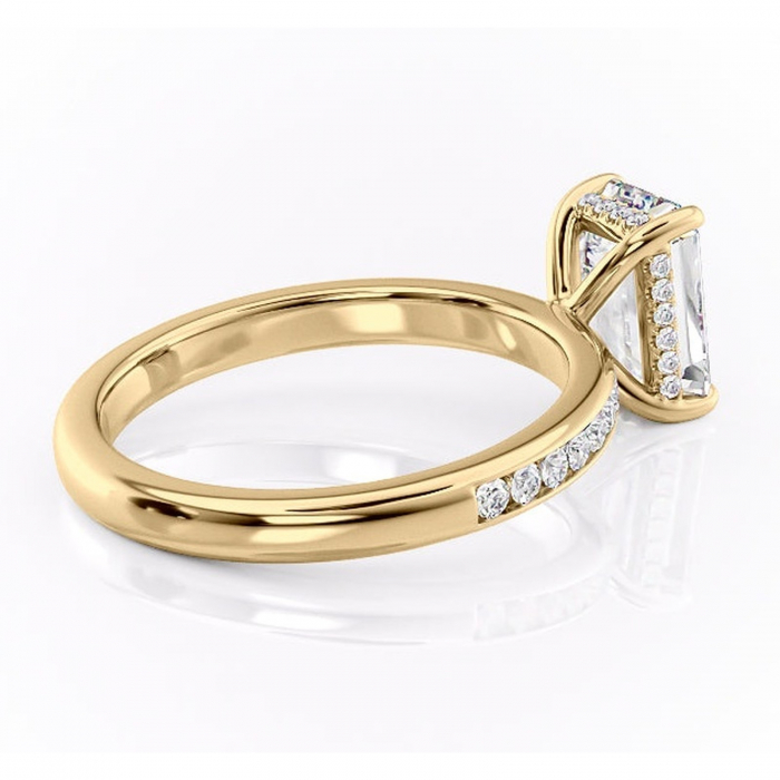 Inel de logodnă Jade din aur Galben 14kt cu moissanite tăietură smarald – Montură cu canal rafinată pentru profil înalt | Personalizează și configurează gratuit online [3]