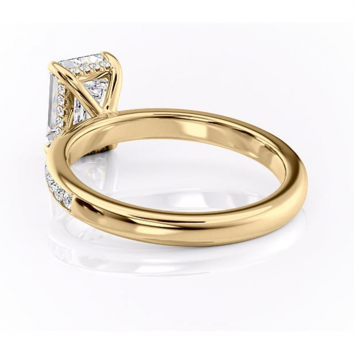 Inel de logodnă Jade din aur Galben 14kt cu moissanite tăietură smarald – Montură cu canal rafinată pentru profil înalt | Personalizează și configurează gratuit online [4]