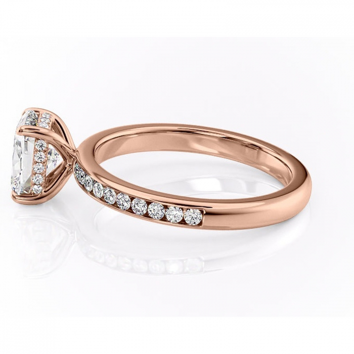 Inel de logodnă Jade din aur Rose 14kt cu moissanite tăietură asscher – Montură cu canal rafinată pentru profil înalt | Personalizează și configurează gratuit online [6]