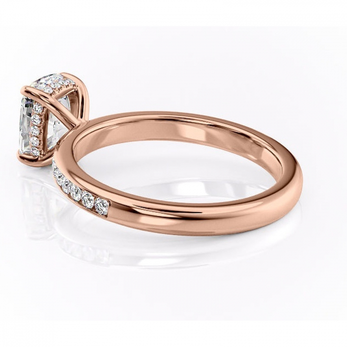 Inel de logodnă Jade din aur Rose 14kt cu moissanite tăietură asscher – Montură cu canal rafinată pentru profil înalt | Personalizează și configurează gratuit online [5]