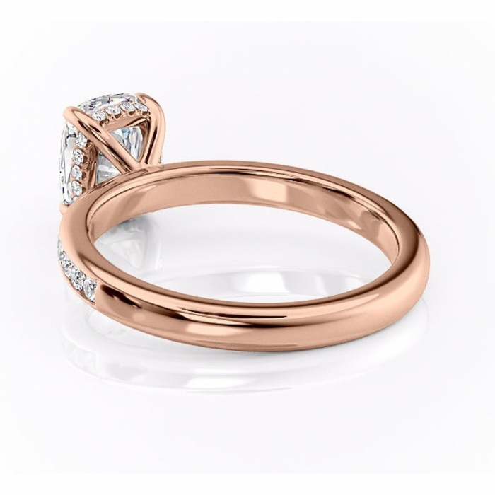 Inel de logodnă Jade din aur Rose 14kt cu moissanite tăietură asscher – Montură cu canal rafinată pentru profil înalt | Personalizează și configurează gratuit online [4]