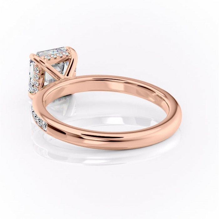Inel de logodnă Jade din aur Rose 14kt cu moissanite tăietură asscher – Montură cu canal rafinată pentru profil înalt | Personalizează și configurează gratuit online [4]