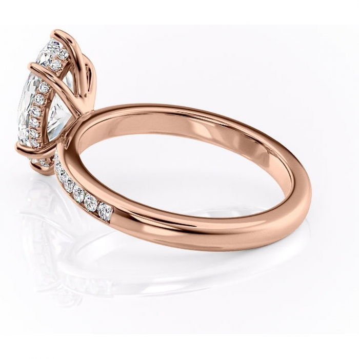 Inel de logodnă Jade din aur Rose 14kt cu moissanite tăietură marquise – Montură cu canal rafinată pentru profil înalt | Personalizează și configurează gratuit online [5]