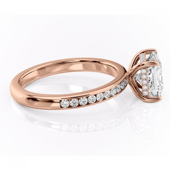 Inel de logodnă Jade din aur Rose 14kt cu moissanite tăietură princess – Montură cu canal rafinată pentru profil înalt | Personalizează și configurează gratuit online [2]
