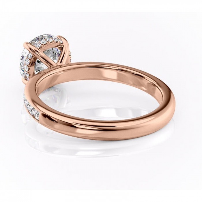 Inel de logodnă Jade din aur Rose 14kt cu moissanite tăietură rotundă – Montură cu canal rafinată pentru profil înalt | Personalizează și configurează gratuit online [4]
