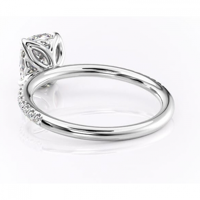 Inel de logodnă Jessamine din aur Alb 14kt cu moissanite tăietură pernă – Montură pavé rafinată pentru profil înalt | Personalizează și configurează gratuit online [4]