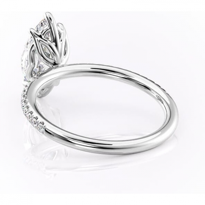 Inel de logodnă Jessamine din aur Alb 14kt cu moissanite tăietură marquise – Montură pavé rafinată pentru profil înalt | Personalizează și configurează gratuit online [4]