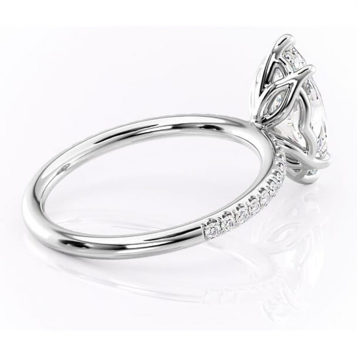 Inel de logodnă Jessamine din aur Alb 14kt cu moissanite tăietură marquise – Montură pavé rafinată pentru profil înalt | Personalizează și configurează gratuit online [3]