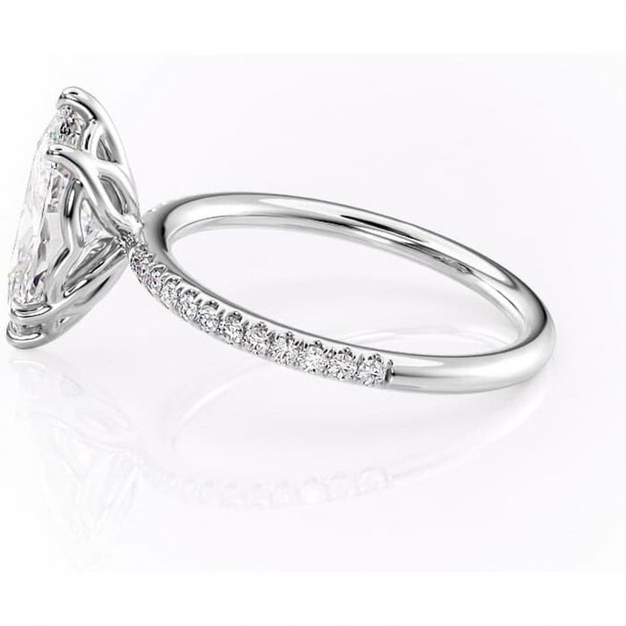 Inel de logodnă Jessamine din aur Alb 14kt cu moissanite tăietură marquise – Montură pavé rafinată pentru profil înalt | Personalizează și configurează gratuit online [6]