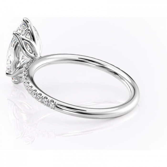 Inel de logodnă Jessamine din aur Alb 14kt cu moissanite tăietură marquise – Montură pavé rafinată pentru profil înalt | Personalizează și configurează gratuit online [5]