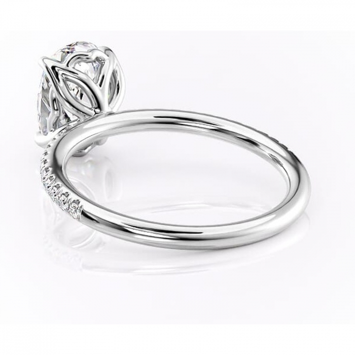 Inel de logodnă Jessamine din aur Alb 14kt cu moissanite tăietură ovală – Montură pavé rafinată pentru profil înalt | Personalizează și configurează gratuit online [4]