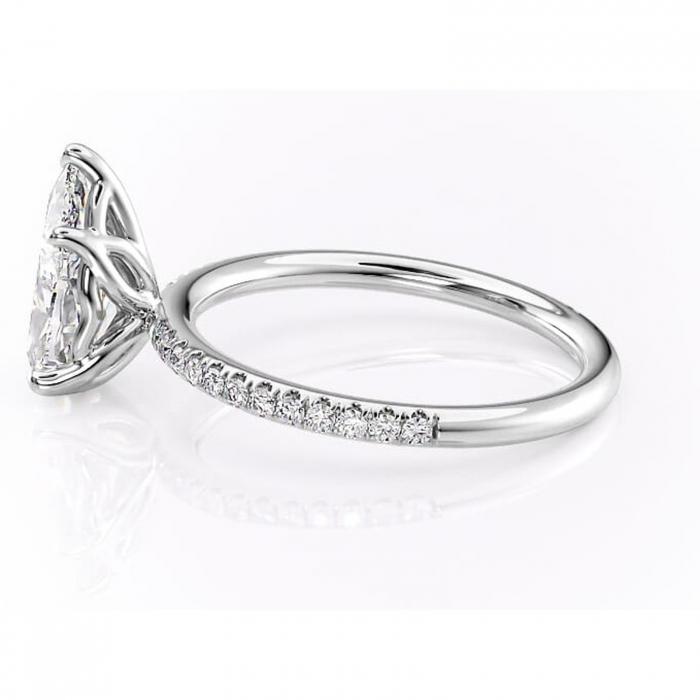Inel de logodnă Jessamine din aur Alb 14kt cu moissanite tăietură pară – Montură pavé rafinată pentru profil înalt | Personalizează și configurează gratuit online [6]