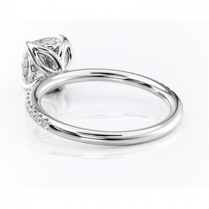 Inel de logodnă Jessamine din aur Alb 14kt cu moissanite tăietură pernă – Montură pavé rafinată pentru profil înalt | Personalizează și configurează gratuit online [4]