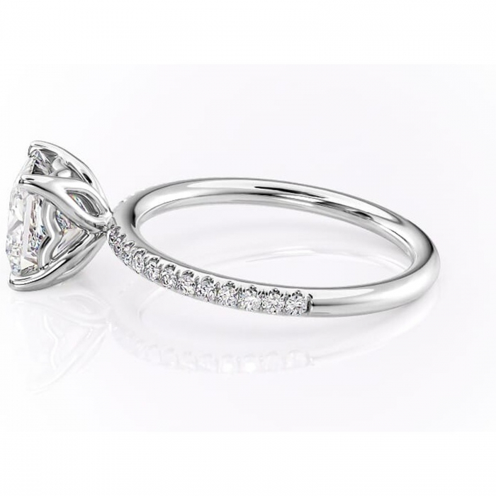 Inel de logodnă Jessamine din aur Alb 14kt cu moissanite tăietură princess – Montură pavé rafinată pentru profil înalt | Personalizează și configurează gratuit online [6]