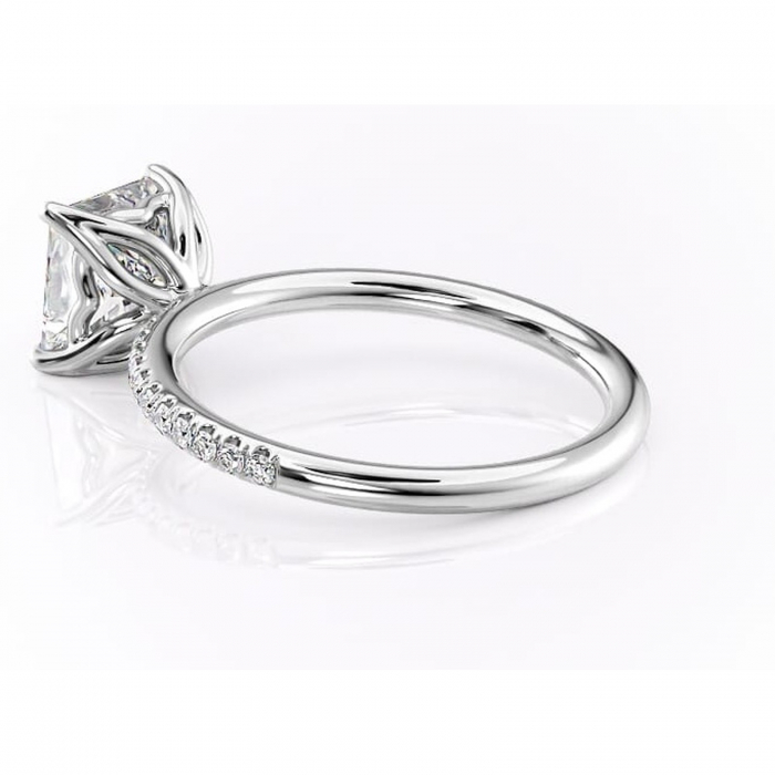 Inel de logodnă Jessamine din aur Alb 14kt cu moissanite tăietură princess – Montură pavé rafinată pentru profil înalt | Personalizează și configurează gratuit online [5]
