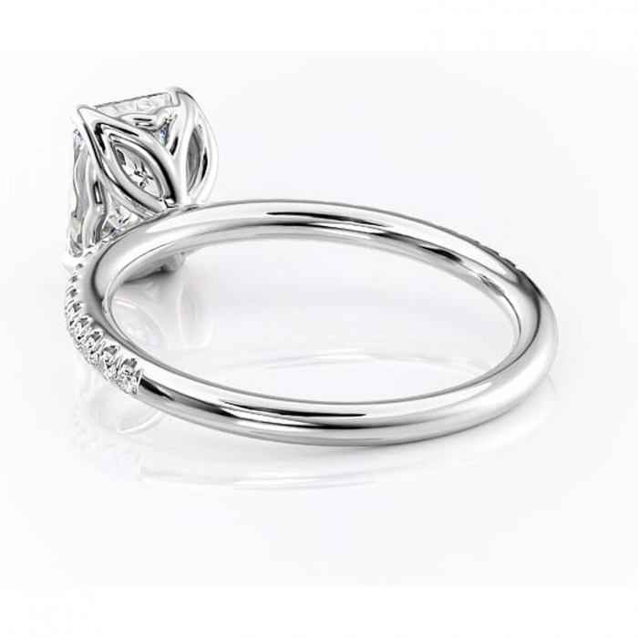 Inel de logodnă Jessamine din aur Alb 14kt cu moissanite tăietură radiantă – Montură pavé rafinată pentru profil înalt | Personalizează și configurează gratuit online [4]