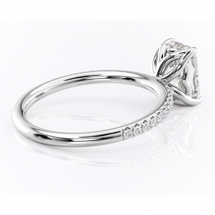 Inel de logodnă Jessamine din aur Alb 14kt cu moissanite tăietură radiantă – Montură pavé rafinată pentru profil înalt | Personalizează și configurează gratuit online [3]