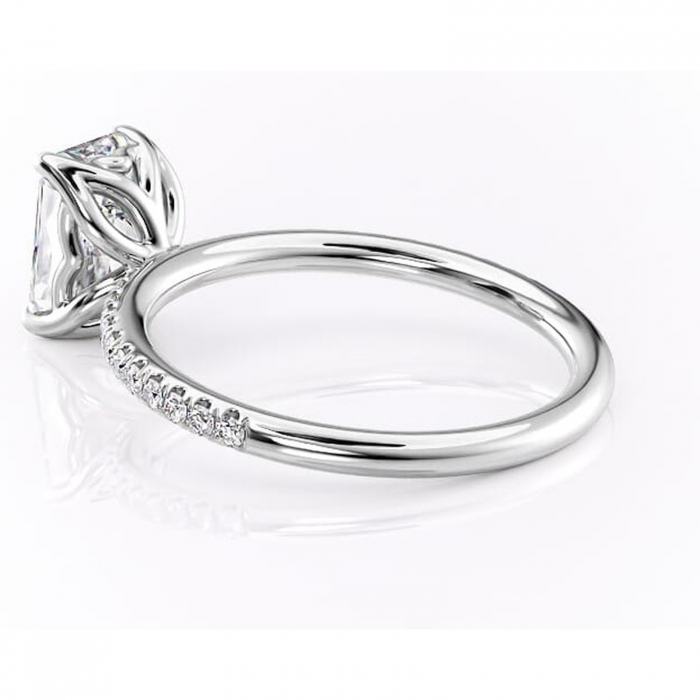 Inel de logodnă Jessamine din aur Alb 14kt cu moissanite tăietură radiantă – Montură pavé rafinată pentru profil înalt | Personalizează și configurează gratuit online [5]