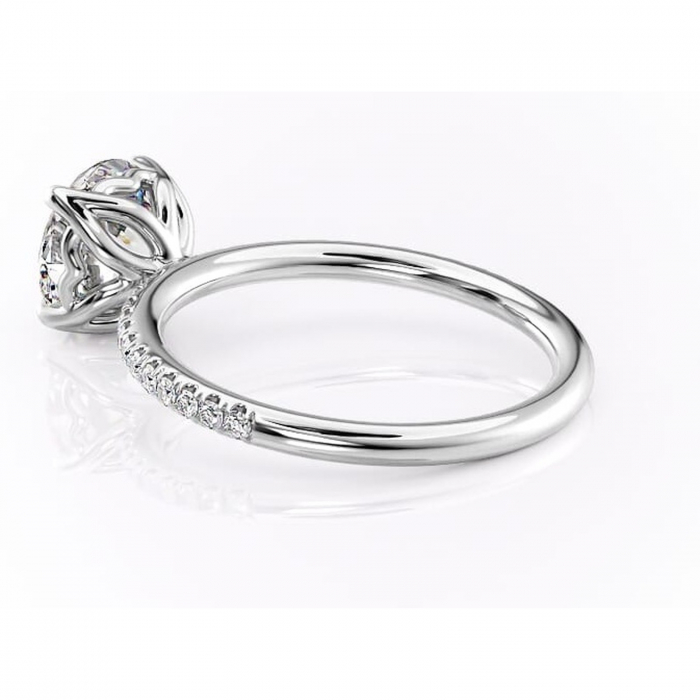 Inel de logodnă Jessamine din aur Alb 14kt cu moissanite tăietură rotundă – Montură pavé rafinată pentru profil înalt | Personalizează și configurează gratuit online [5]