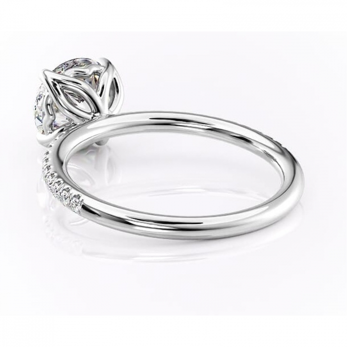 Inel de logodnă Jessamine din aur Alb 14kt cu moissanite tăietură rotundă – Montură pavé rafinată pentru profil înalt | Personalizează și configurează gratuit online [4]