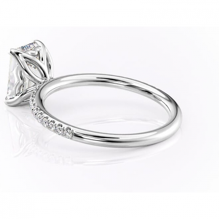 Inel de logodnă Jessamine din aur Alb 14kt cu moissanite tăietură smarald – Montură pavé rafinată pentru profil înalt | Personalizează și configurează gratuit online [5]