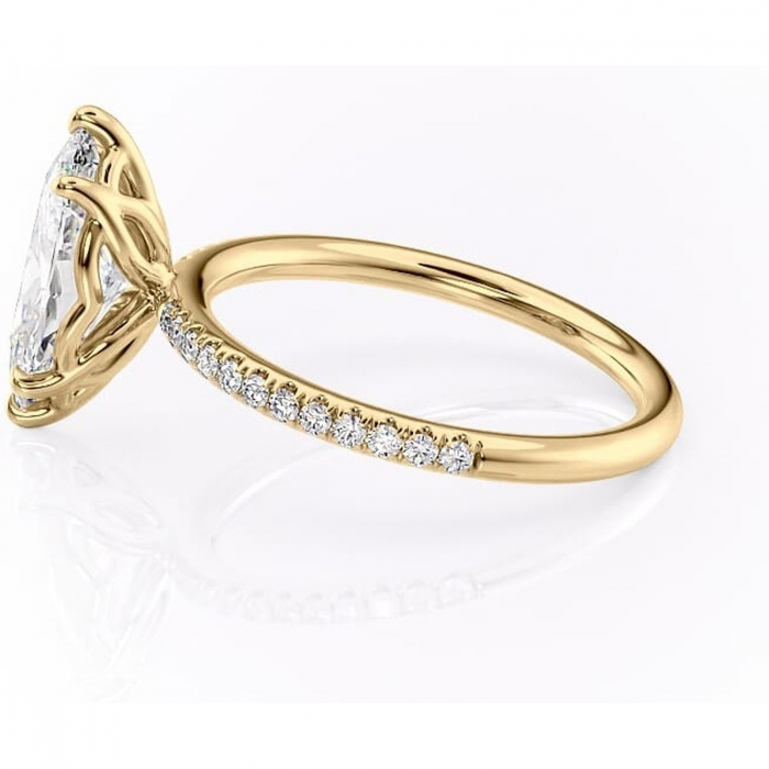 Inel de logodnă Jessamine din aur Galben 14kt cu moissanite tăietură marquise – Montură pavé rafinată pentru profil înalt | Personalizează și configurează gratuit online [6]